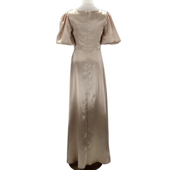 AW BRIDAL 6 S Champagne cream satin bridesmaid forma party maxi dress NEW B113 - Picture 5 of 9